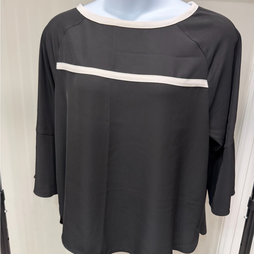 Calvin Klein Black Blouse with White Trim